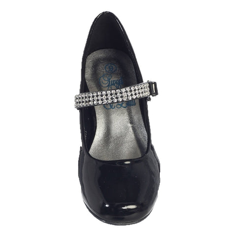 Lito Girls Black Rhinestone Strap Mia Occasion Dress Shoes Kids 11-4 - SophiasStyle.com
